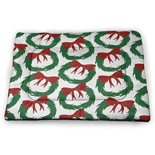 DayDayFun Geometric Pet Mat for Crate Japanese Grid Pattern with Abstract Shapes in Circles Traditional Motifs pet Bed Warmer Grey White