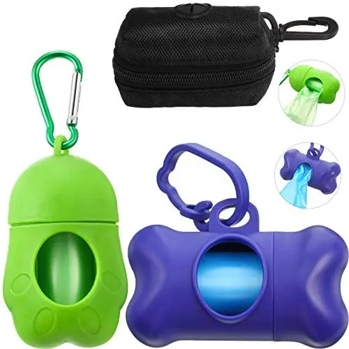 Weewooday 3 Pieces Dog Waste Bags Holder Leash Poop Waste Bag Holder Dispenser Waste Bag with Dog Poop Waste Bags for Walking Running with Dog, 3 Styles Weewooday 3 Pieces Dog Waste Bags Holder Leash Poop Waste Bag Holder Dispenser Waste Bag with Dog Poop Waste Bags for Walking Running with Dog, 3 Styles