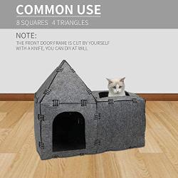 X@HE DIY Cat Felt House and Tunnel,Multi-Function Kitty Tunnel Bored Cat Pet Toys,Felt Pet House Cave Cubby for Cats