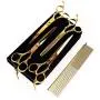 MelPet Professional Dog Grooming Scissors Stainless Steel Dog Shears Kit, Perfect for Face Nose Paw Ears Short Or Long Hair, Including Straight Curved and Thinning Dog Scissors (5 Pcs)