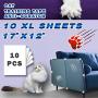 Double Sided Deterrent Training Tape for Cat, 10 XL Sheets of Size 17” x 12” -Translucent Anti-Scratch Tape,Residue Free, Protector All Furniture/Couch/Sofa/Door/Wall/Mattress/Car Seat.