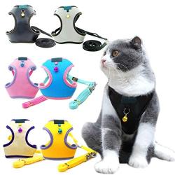 ocijf179 Pet Harness Adjustable Dog Cat Kitten Harness Puppy Vest Leash Chest Strap Set Pet Supplies - Black L