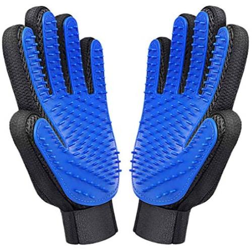 Closeep Dog Grooming Glove 1 Pair Pet Deshedding Brush Gloves Cat Hair Remover Mitt for Pet Massage Long or Short Fur Bathing