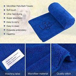 SUNLAND Dog Towel Super Absorbent Pet Bath Towel Microfiber Double Density Dog Drying Towel for Dogs and Cats 30Inch x 50Inch