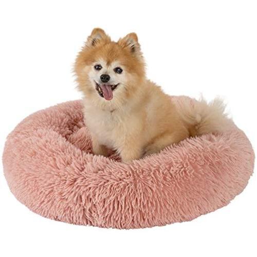 GM PET SUPPLIES Luxurious Orthopedic Dog Bed | Fluffy Lightweight Bedding Pads for Dogs & Cats | Made from Ultra-Comfortable Faux Fur with an Anti-Slip Bottom (Medium 30'', Pink)