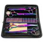 Besmall 7.0inch Titanium Professional Pet Grooming Scissors Set,Straight Thinning Curved Scissors 4pcs Set for Dog Grooming with Comb and Clean Cloth