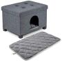 Pawristocrat Unique Multifunctional Pet House Ottoman with Tray Table - Folding Footrest Seat - Large Cat Cube Condo - Cat Bed for Indoor Pets - Houses for Cats and Small Dogs with Fully Washable Mat
