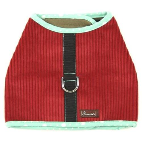 Frannies XS Cardinal Red Corduroy Small Dog Harness