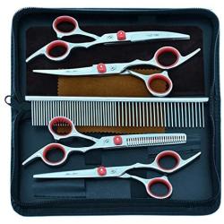 LFOZ Meisha 6.0'' Dog Grooming Scissors Set Stainless Steel Puppy Straight Curved Hair Scissors Thinning Clipper Animal Shears B0001A