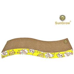 SunGrow Scratcher Toy for Cats Meow Scratch Board with a Curved Wave Design - Satisfy Your kittys Natural Scratching Instinct - Save Your Furniture - Made of Environmental Friendly Material