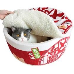 Foldable Cat Bed Pet House Contain Cushion, Instant Noodle Bowl Cat Nest with Lid, Non-Slip Soft Warm, Washable and Scratch-Resistant - for Cats and Small Dogs