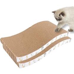 PatiencET 2 Pack Cat Scratcher Pad for Cats Scratching Toy Cardboard DurableTextures Design Reversible Wave Type