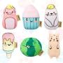 Chalyna 6 Pieces Cat Catnip Toys Plush Cat Toys Kitten Cat Chew Toys with Adorable Animal Face Bite Resistant Pet Toys for Kitty Cats Chewing and Playing