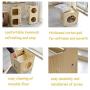 N-brand Wooden Puppy Cat House with Cushion, Deluxe Pet Home Wooden Small Dog House, Weatherproof Indoor/Outdoor Kitten Condo Shelter, Scratcher Cube Eco-Friendly Cat House