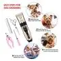 LACGO Dog Clippers, Professional Cordless Low Noise Rechargeable Grooming Trimmer Hair Electric Shaver Kit Pet Clippers with 4 Comb Guides Scissors for Dogs, Cats and Other Animals(1 Set)