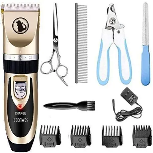 Ceenwes Dog Clippers Low Noise Pet Clippers Rechargeable Dog Trimmer Cordless Pet Grooming Tool Professional Dog Hair Trimmer with Comb Guides Scissors Nail Kits for Dogs Cats & Others Ceenwes Dog Clippers Low Noise Pet Clippers Rechargeable Dog Trimmer Cordless Pet Grooming Tool Professional Dog Hair Trimmer with Comb Guides Scissors Nail Kits for Dogs Cats & Others