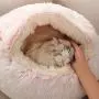 Rainlin Pet Bed- Round Soft Plush Burrowing Cave Hooded Cat Bed Donut for Dogs & Cats, Faux Fur Cuddler Round Comfortable Self Warming Indoor Sleeping Bed Pink (19.7''x19.7'') Rainlin Pet Bed- Round Soft Plush Burrowing Cave Hooded Cat Bed Donut for Dogs & Cats, Faux Fur Cuddler Round Comfortable Self Warming Indoor Sleeping Bed Pink (19.7''x19.7'')