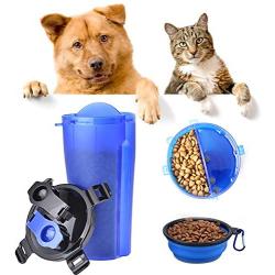 NACOCO 2 in 1 Dog Drinking Feeder Bottle Pet Food Folding Bowl Travel Portable Cup Drinker Water Dispenser for Dogs Cats