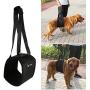 Tnfeeon Safety Portable Black Dog Support Harness, Lifting Assist Rehabilitation Harness with Handle for Canines Aid