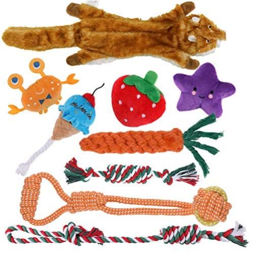 Sundrawy Squeaky Dog Toys for Puppy Small Dogs,Puppy Dog Rope Toys,Puppy Toys for Teething,Puppy Chew Toys for Small Dogs,9 Pack Interactive Dog Toys for Boredom,Stuffed Plush Squeaky Dog Toys