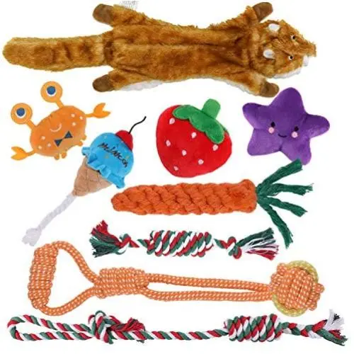 Sundrawy Squeaky Dog Toys for Puppy Small Dogs,Puppy Dog Rope Toys,Puppy Toys for Teething,Puppy Chew Toys for Small Dogs,9 Pack Interactive Dog Toys for Boredom,Stuffed Plush Squeaky Dog Toys Sundrawy Squeaky Dog Toys for Puppy Small Dogs,Puppy Dog Rope Toys,Puppy Toys for Teething,Puppy Chew Toys for Small Dogs,9 Pack Interactive Dog Toys for Boredom,Stuffed Plush Squeaky Dog Toys
