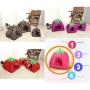 Gaorui Lovely Strawberry Soft Warm Pet Nest Dog Cat Bed Pet House with Cushion Foldable House 5 Size