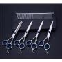 Pet Grooming Scissors Set, Professional 5 Pieces Stainless Steel Pet Trimmer Kit Used for Dog or Cat with 7.5-inch Cutting Scissors, Thinning Shear, Curved Scissors, Grooming Comb