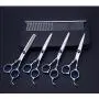 Pet Grooming Scissors Set, Professional 5 Pieces Stainless Steel Pet Trimmer Kit Used for Dog or Cat with 7.5-inch Cutting Scissors, Thinning Shear, Curved Scissors, Grooming Comb Pet Grooming Scissors Set, Professional 5 Pieces Stainless Steel Pet Trimmer Kit Used for Dog or Cat with 7.5-inch Cutting Scissors, Thinning Shear, Curved Scissors, Grooming Comb