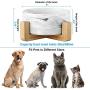 Jerock Ceramic Cat Dog Bowls Raised Food and Water Dish with Anti-Slip Wooden Stand Elevated Round Pet Feeding Bowl Dishwasher Safe & Easy to Clean
