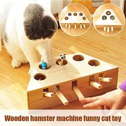 Yuanhong Interactive Cat Hunt Mouse Toys, Wooden Whack-a-mole Indoor Cats Funny Punch Game Toy, Kitten Puzzle Toy