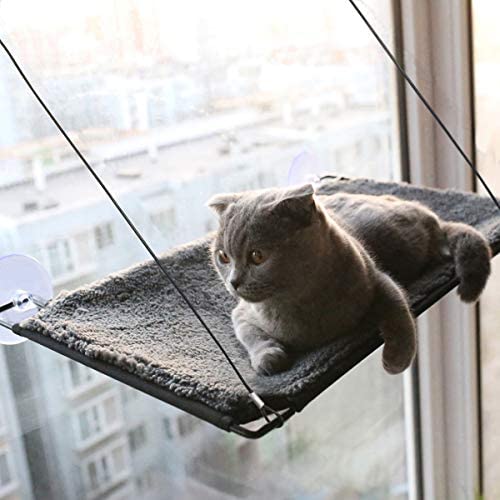 BobbyPet Cat Window Perch Warm Cotton Fabric - Single Layer 12”x22.8“ EXTERMELY Durable Suction Cups can Holds Huge Cats Easy Set up Within 5 Minutes