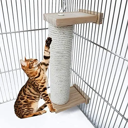 ZARYIEEO Cat Scratching Post, Cage Mounted Cat Activity Tree, Cat Furniture, Claw Scratcher Post Covered with Natural Sisal Rope, Cat House Accessory Scratching Pole for Kitten ZARYIEEO Cat Scratching Post, Cage Mounted Cat Activity Tree, Cat Furniture, Claw Scratcher Post Covered with Natural Sisal Rope, Cat House Accessory Scratching Pole for Kitten