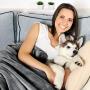 PETMAKER Waterproof Pet Blanket – 60inX50in Soft Plush Throw Protects Couch, Chair, Car, Bed from Spills, Stains Or Fur-Machine Washable (Gray), 50'' X 60''