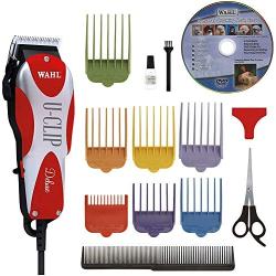 Wahl Professional Animal Deluxe U-Clip Pet, Dog, & Cat Clipper & Grooming Kit (#9484-300), Red and Chrome