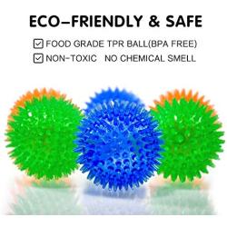 SHARLOVY Squeaky Balls for Dogs Small, Fetch Balls for Dogs Rubber 6 Pack Bright Colors TPR Puppy Toys Dog Toy Balls Dog Squeaky Toys Spike Ball Dog Chew Toys for Small