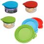 SENHAI 3 Pcs Silicone Pet Can Covers & 2 Pcs Pet Spoons, Canned Food Lid and Spoon for Dog and Cat, One Meet Three Sizes - Red Green, Light Blue