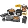 Overland Dog Gear, Dog Travel Bag, Dine Away Bag for Small Dogs, Includes Lined Food Carriers and 2 Collapsible Dog Bowl, Collapsible Scooper and Placemat, Small, Black