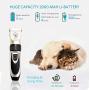 HFAN Dog Clippers, Professional Cordless Low Noise Rechargeable Grooming Trimmer Hair Electric Shaver Kit Pet Clippers with 4 Comb Guides Scissors for Dogs, Cats and Other Animals