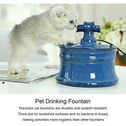 HBFFL Ceramic Cat Water Fountain, Automatic Circulation Pet Water Dispenser, Ultra-Quiet Water Pump, Suitable for Cats and Dogs,1