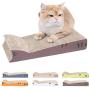 AMZNOVA Cat Shaped Scrathing Pad, Strong Durable Scratcher Cardboard Lounge, Kitty Scratch Toy with Catnip, Small, Coffee