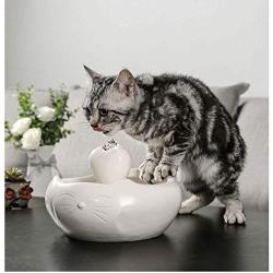 THMY Cat Water Fountain Ceramic Cat Drinking Water Fountain 2.0 Liter Pet Water Fountains for Cats and Dogs Electric Comp Pet Water Dispenser