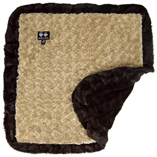 Bessie and Barnie Camel Rose/ Godiva Brown Luxury Ultra Plush Faux Fur Pet, Dog, Cat, Puppy Super Soft Reversible Blanket (Multiple Sizes), XS - 20'' x 20''