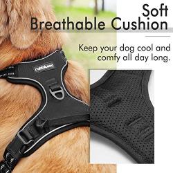 rabbitgoo Dog Harness Large and Pet Car Step Stairs - No Pull Adjustable Pet Harness with Leash Clips and Handle - Portable & Folding Pet Stairs Ramp with Metal Frames Car Step Stairs