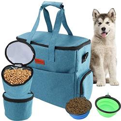 GUIFIER Large Dog Travel Bag | Airline Approved Dog Food Travel Bag with Multi-Function Pockets,2 Food Container Bag, 2 Collapsible Bowl | Perfect Weekend Pet Travel Set for Dog/Cat