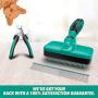 Ruff N Ruffus Self-Cleaning Slicker Brush + FREE Pet Nail Clippers + FREE 7.5'' Steel Comb | UPGRADED PAIN-FREE BRISTLES | Cat Dog Brush Grooming Gently Reduces Shedding & Tangling For All Hair Types