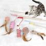 ocijf179 Cat Toy Pet Cat Kitten Feather Bell Mouse Fish Teaser Play Stick Wand Interactive Toy - Random Color Ball#
