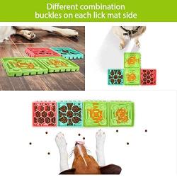 Slow Feeder Dog Bowls, Lick Mat Dog Bowl 4-in-1 Dog Licking Pad with Suction Cup, Silicone Non Slip Dog Lick Bowl with Small Silicone Spatulas for Grooming, Pet Bathing,Training