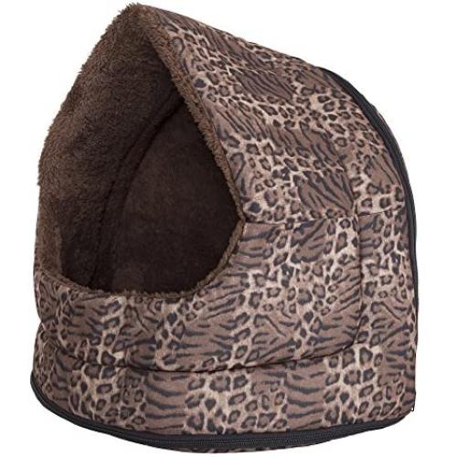 PETMAKER Cozy Canopy Leopard Print Pet Cave Bed Collection