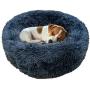 Pasking Plush Round Pet Bed for Medium Dogs Cats, Faux Fur Dog Beds Washable Cat Calming Bed Donut Cuddler Self Warming Indoor Grey