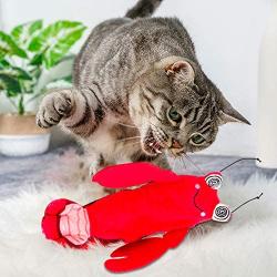 Revorit Flippity Lobster Cat Toy, Electric Moving Realistic Flopping Fish Toy, Interactive Lobster Catnip Cat Toy for Indoor Cats Kitten